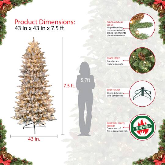 7.5ft. Pre-Lit Fraser Fir Artificial Christmas Tree, Clear Lights